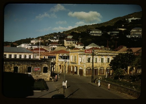 View down the main street from the Grand Hotel, Charlotte Amalie, St. Thomas Island, Virgin Islands