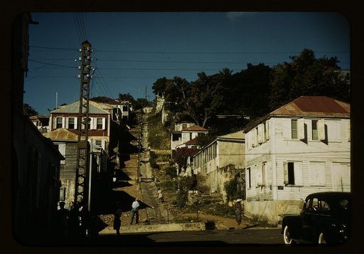 One of the steep streets on the hillsides, Charlotte Amalie, St. Thomas Island, Virgin Islands