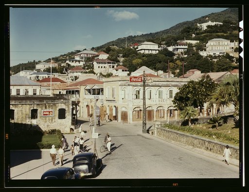 View down the main street from the Grand Hotel, Charlotte Amalie, St. Thomas Island, Virgin Islands