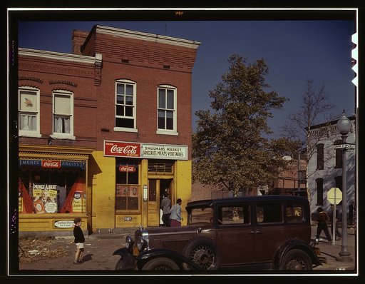 Car in front of Shulman's Market on N at Union St. S.W., Washington, D.C.