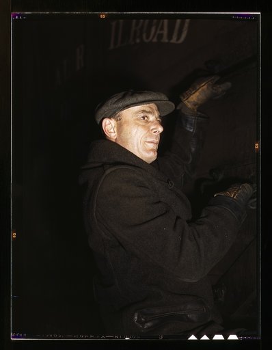 Frederick Batt, brakeman, on the C & NW RR [i.e. Chicago and North Western railroad], at Proviso yard, Chicago, Ill.