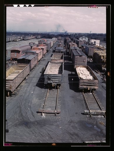 General view of part of the rip tracks at C & NW RR's [i.e. Chicago and North Western railroad's] Proviso yard, Chicago, Ill.