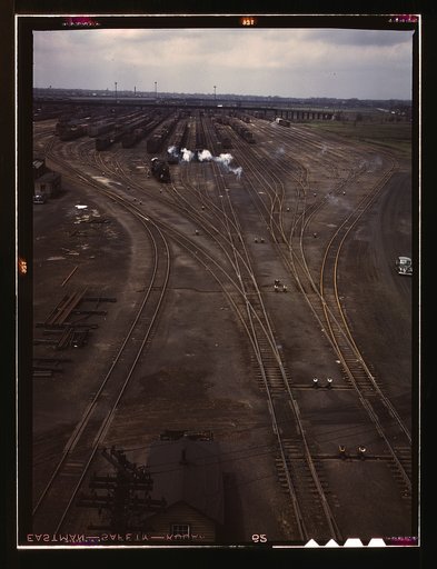 General view of one of the departure yards at C & NW RR's [i.e. Chicago and North Western railroad's] Proviso yard, Chicago, Ill.