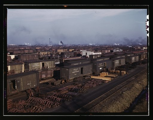 Freight cars being maneuvered in a Chicago and Northwestern [i.e. North Western] railroad yard, Chicago, Ill.