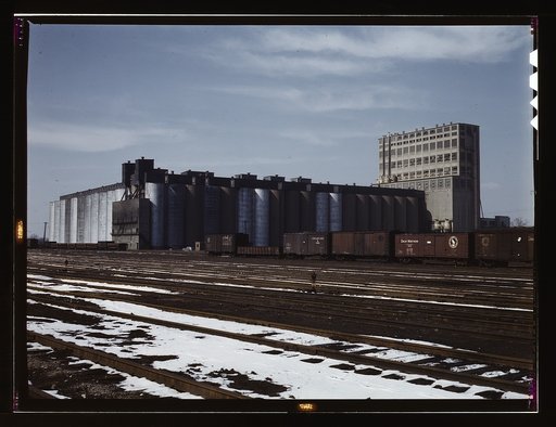 The giant 10 million bushel grain elevator of the Santa Fe R.R., Kansas