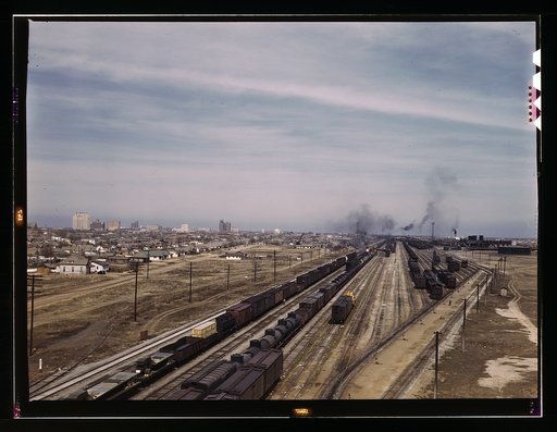 General view of the city and the Atchison, Topeka, and Santa Fe Railroad, Amarillo, Texas. Santa Fe R.R. trip