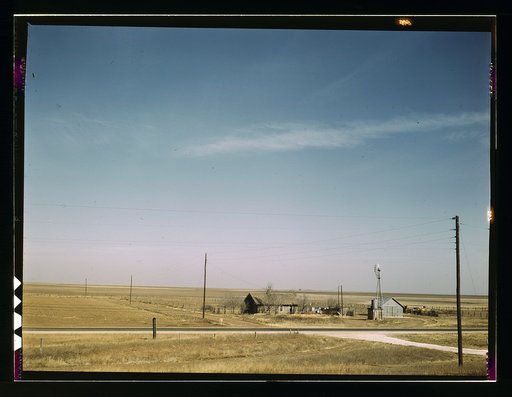 Farm land in Texas panhandle near Amarillo, Texas. Santa Fe R.R. trip
