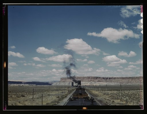 Santa Fe R.R. train stopping for coal and water, Laguna, N[ew] Mex[ico