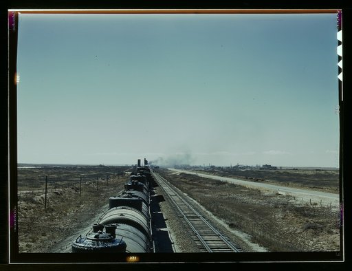 West bound Santa Fe R.R. freight train stopping for water, Tolar, N[ew] Mex[ico