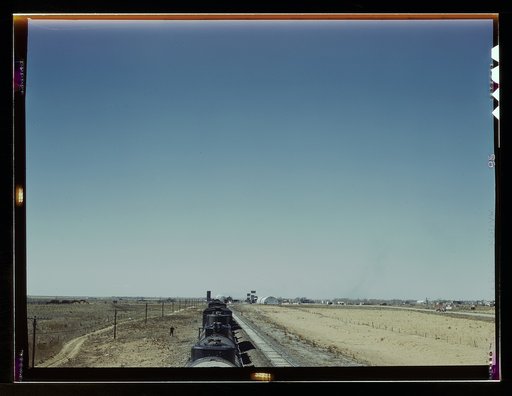Westbound freight train stopping for water, Melrose, N[ew] Mex[ico