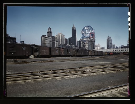 General view of part of the South Water Street freight depot of the Illinois Central Railroad, Chicago, Ill.