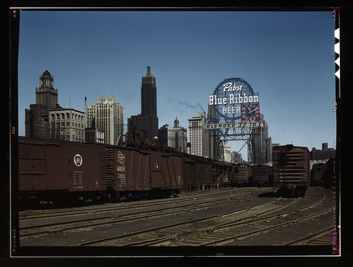 General view of part of the South Water street Illinois Central Railroad freight terminal, Chicago, Ill.