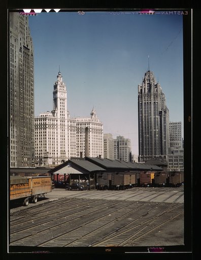 General view of part of the South Water Street Illinois Central Railroad freight terminal, Chicago, Ill.
