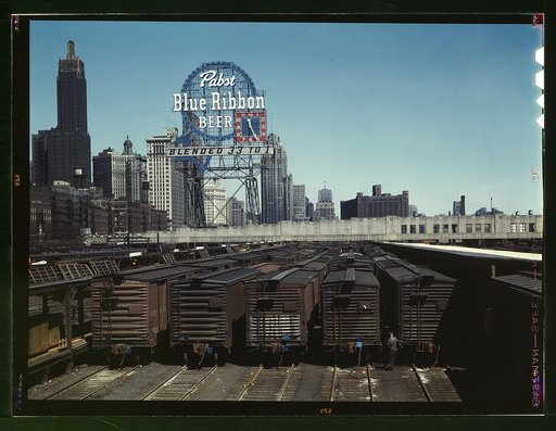 General view of part of the South Water Street freight depot of the Illinois Central Railroad, Chicago, Ill.