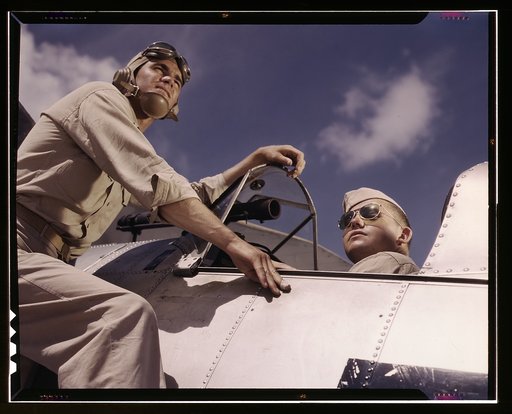 Ens[ign] Noressey and Cadet Thenics at the Naval Air Base, Corpus Christi, Texas
