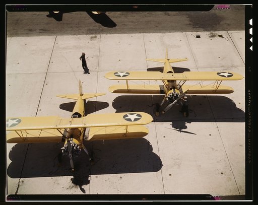 Navy N2S primary land planes at the Naval Air Base in Corpus Christi, Texas