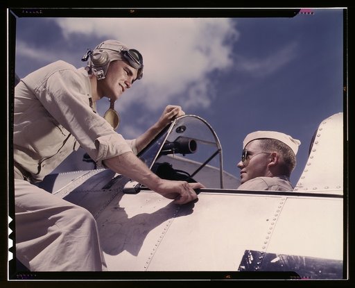 Ensign Noressey and Cadet Thenics at the Naval Air base, Corpus Christi, Texas