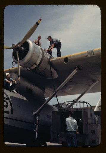 Fueling a plane at the Naval Air Base, Corpus Christi, Texas