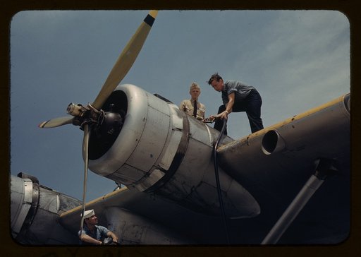 Fueling a plane at the Naval Air Base, Corpus Christi, Texas