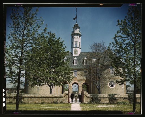 The capitol of the Virginia colony during the 18th century, which was reconstructed and restored to its original state by John D. Rockefeller, Jr., during the 1930's, Williamsburg, Va. The capitol originally erected in 1701-5 was the meeting place of the Virginia General Assembly and General Court [