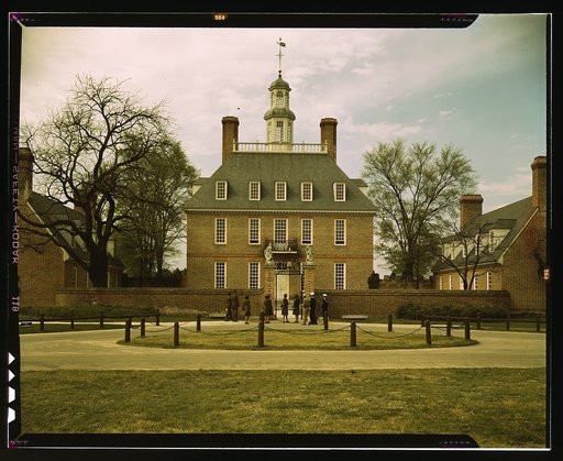 The Governor's Palace, Williamsburg, Va. The capitol of the Virginia colony during the 18th century which was reconstructed and restored to its original state by John D. Rockefeller, Jr., during the 1930s
