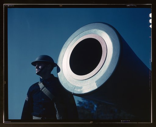 16-inch coast artillery gun stamped "Watervliet Arsenal 1921," Ft. Story, Va.