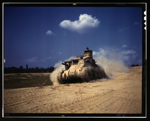 An M-3 tank in action, Ft. Knox, Ky.