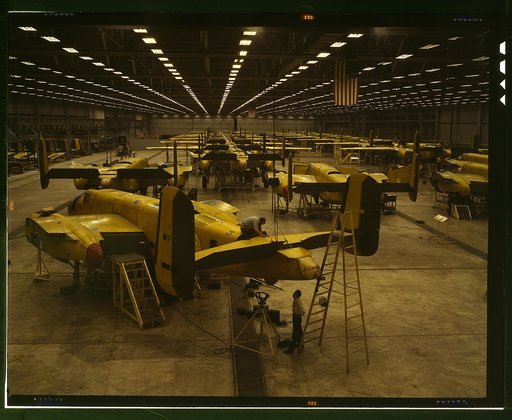 Assembling B-25 bombers at North American Aviation, Kansas City, Kan[sas