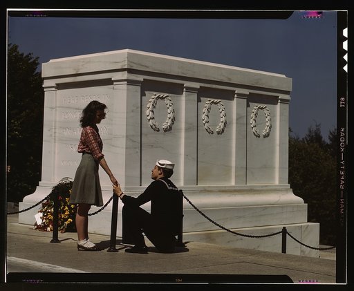 Sailor and girl at the Tomb of the Unknown Soldier, Washington, D.C.