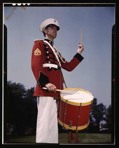 U.S. Marine Band drummer, probably at the Marine Barracks, Washington, D.C.