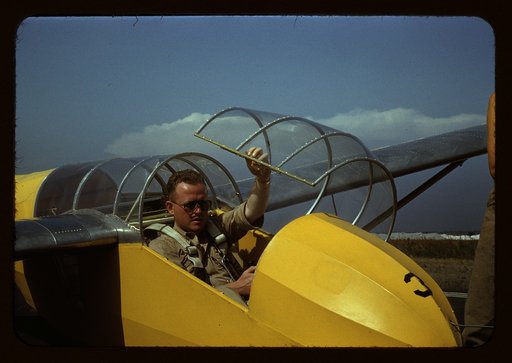 Marine glider pilot in training at Page Field, is watching take-offs, Parris Island, S.C.