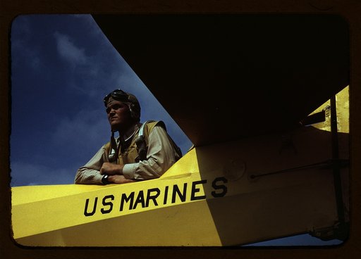 A marine glider pilot in training, a lieutenant, at Page Field, Parris Island, S.C.