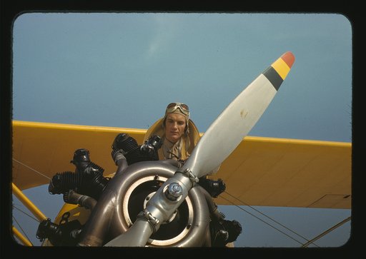 Marine lieutenant with the towing plane for the gliders at Page Field, Parris Island, S.C.