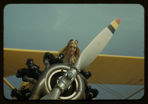 Marine lieutenant with the power towing plane for the gliders at Page Field, Parris Island, S.C.