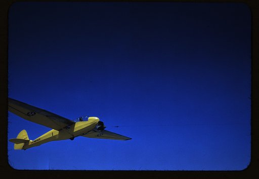 A Marine Corps glider being towed by a power plane from Page Field, at Parris Island, S.C.