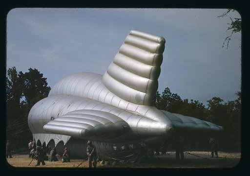 U.S. Marine Corps, bedding down a big barrage balloon, Parris Island, S.C.