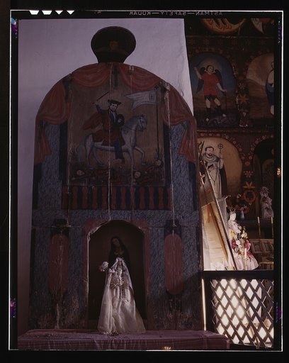 Side altar in the church dedicated to the Madonna and to Santiago Matamoro, Trampas, New Mexico