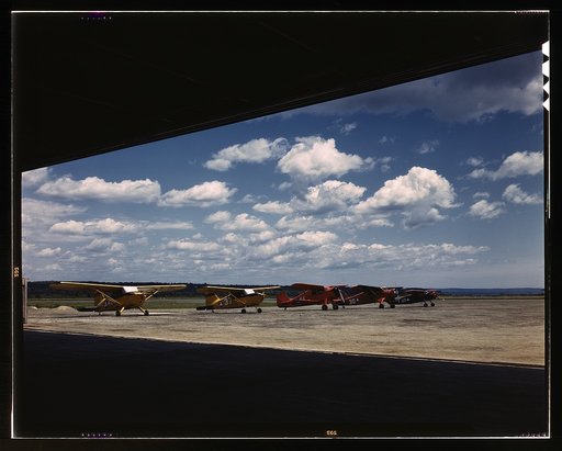 Civil Air Patrol Base, Bar Harbor, Maine. Flying field from the hangar. Coastal Patrol #20