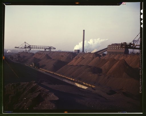 Hanna furnaces of the Great Lakes Steel Coporation, stock pile of coal and iron ore, Detroit, Mich.