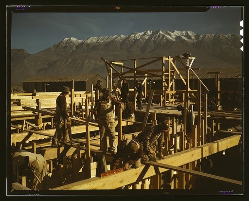 Constructing a building on the site of a new steel mill which will soon turn out steel for the war needs, Columbia Steel Co., Geneva, Utah