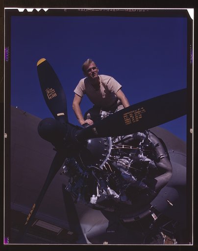 Flexible performance of C-47 transport planes is due in part to their two 1,200 horsepower radial engines and to their three-blade variable-pitch propellers, Long Beach, Calif. Picture taken at the Douglas Aircraft Company. The versatile C-47 performs many important tasks for the army. It ferries me