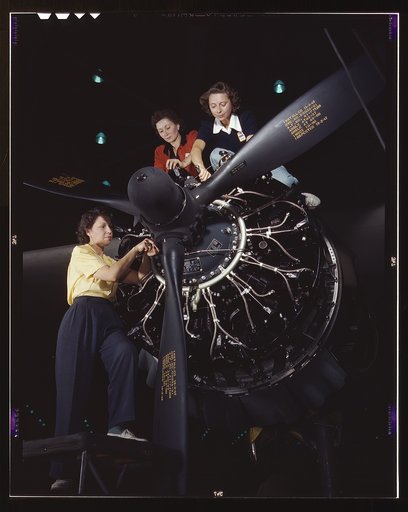 Women at work on C-47 Douglas cargo transport, Douglas Aircraft Company, Long Beach, Calif.