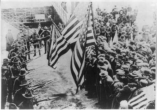 Militia blockade against strikers - Lawrence Strike, Lawrence, Massachusetts, 1912