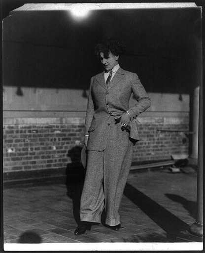 Model in a Suffragette dress
