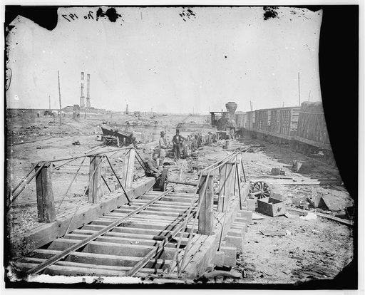 Manassas, Va. Orange and Alexandria Railroad wrecked by retreating Confederates