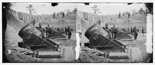 Yorktown, Va., vicinity. 13-in. seacoast mortars of Federal Battery No. 4 with officers of 1st Connecticut Heavy Artillery