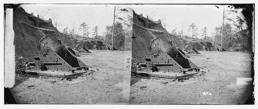 Yorktown, Va., vicinity. 13-in. seacoast mortars of Federal Battery No. 4, right bank of Wormley's Creek