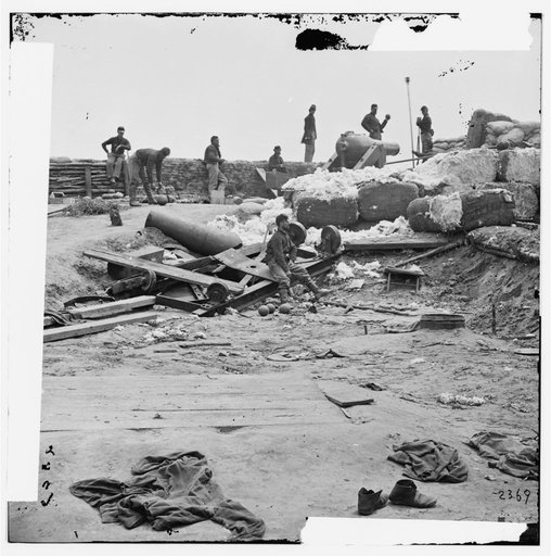 Yorktown, Va. Confederate fortifications reinforced with bales of cotton
