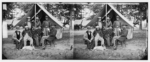 Fair Oaks, Va., vicinity. Gen. George Stoneman (seated, right) and Gen. Henry M. Naglee (seated, third from left), with members of their staffs