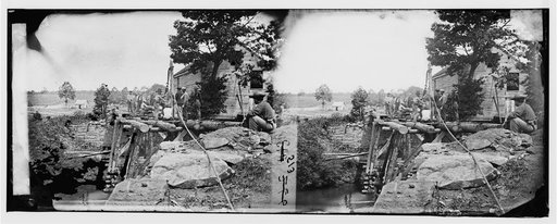 Fauquier Sulphur Springs, Va., vicinity. Troops building bridges across the north fork of the Rappahannock